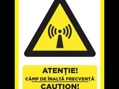 Placuta atentie camp de inalta frecventa caution high frequency